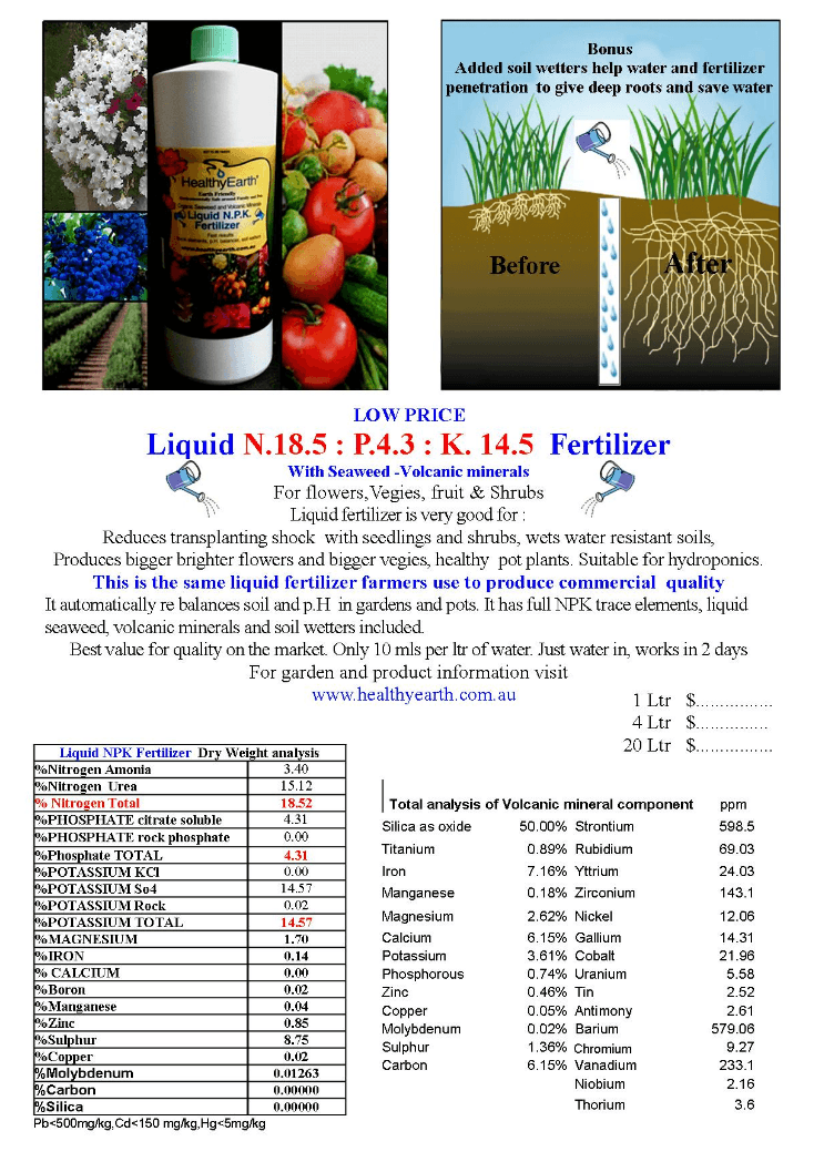 Healthy Earth Liquid Fertilizer - FURTHER INFORMATION